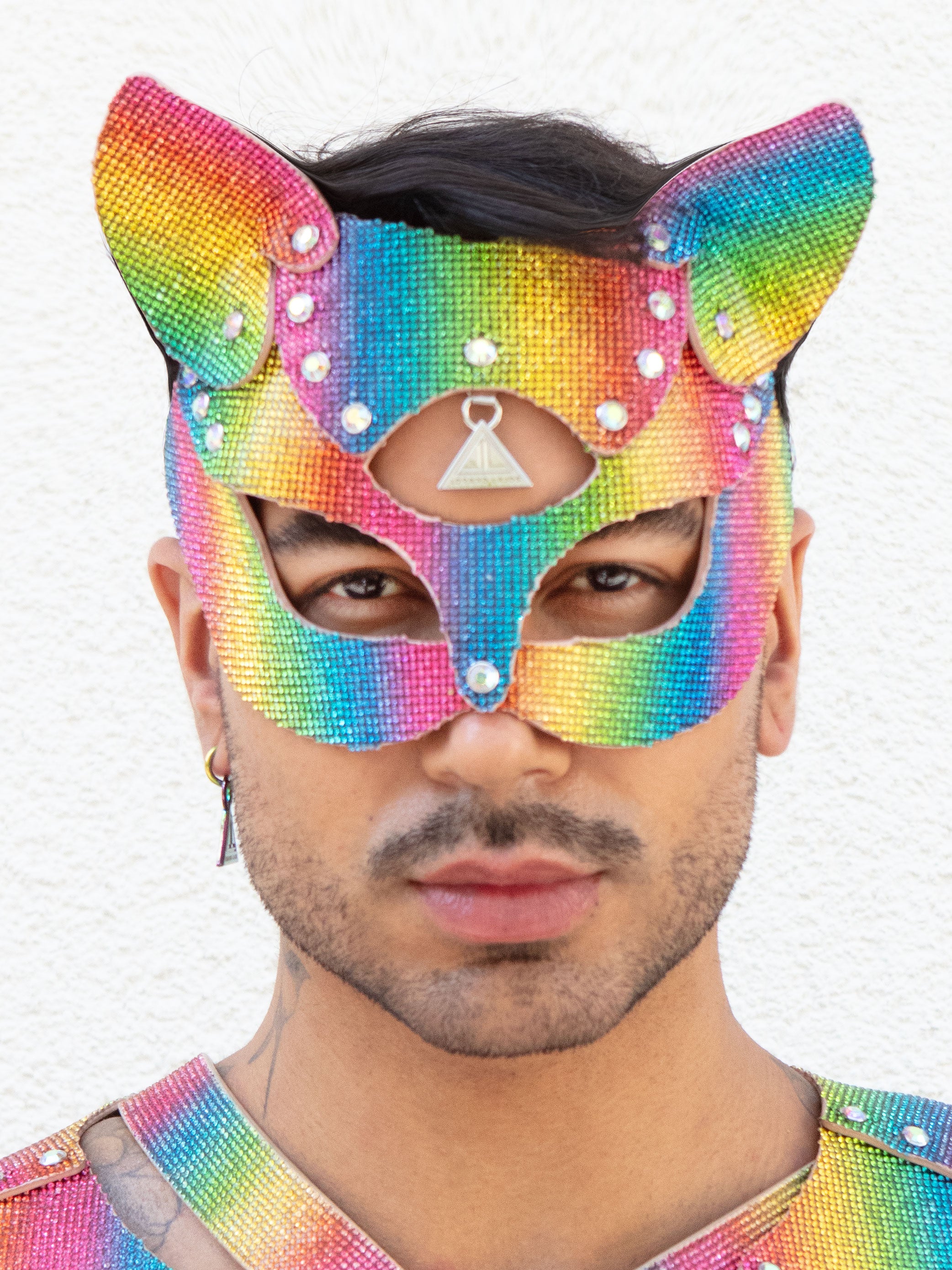 Product picture for Cat mask or KITTY mask in crystal rainbow pride colour by Lorand Lajos